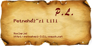 Petneházi Lili névjegykártya